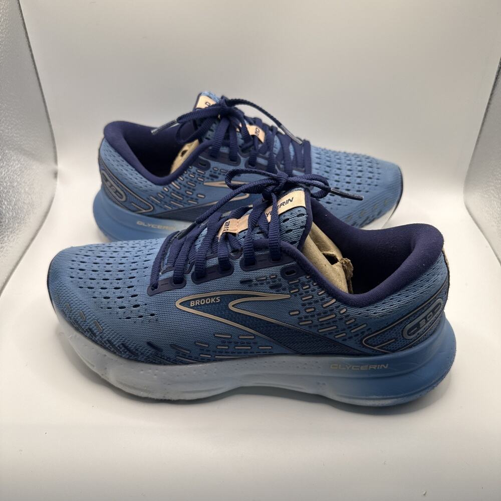 Brooks Glycerin 20 Womens Size 7 Blue White Athletic Running Shoes Sneakers